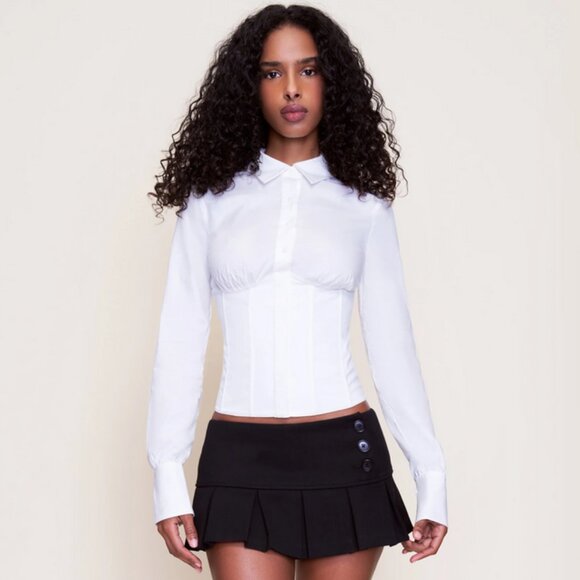 Danielle Guizio Tops - Danielle Guizio Tailored Corset Long Sleeve White Small